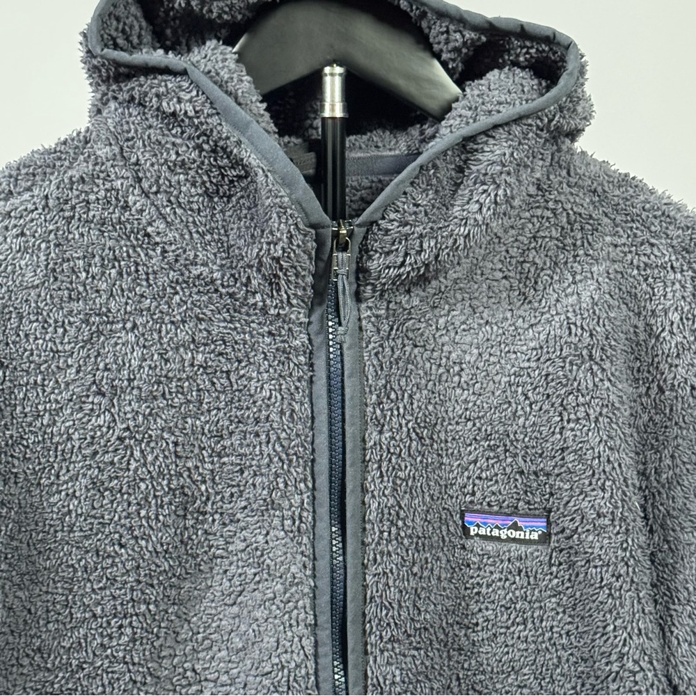 Patagonia Los Gatos Hooded Fleece Pullover Navy Blue/Grey Cozy Teddy Half Zip - Picture 3 of 10